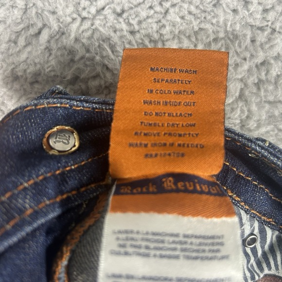 Rock Revival Women's 28 Pat Straight Rhinestone Embellish Jeans Dark Wash Buckle - Picture 11 of 11